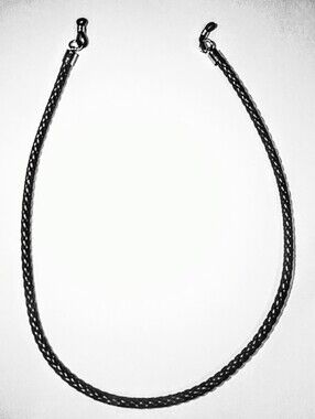 22" Black Genuine Braided Leather Eyeglass Holder Cord